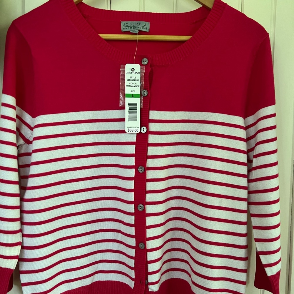 Ladies hot pink stripe button front top